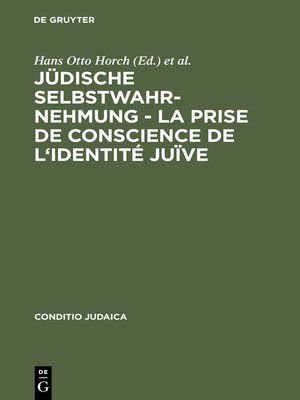 cover image of Jüdische Selbstwahrnehmung--La prise de conscience de l'identité juïve